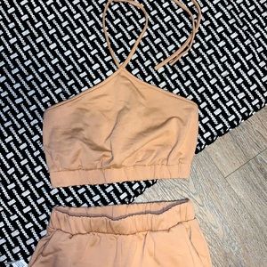 matching crop and sweat pants set